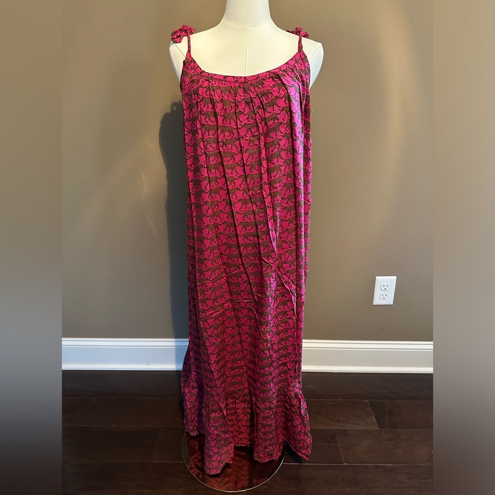 Emerson Fry India Pink Yarrow Cheetah Print Maxi Sundress Size M/L - Picture 6 of 8